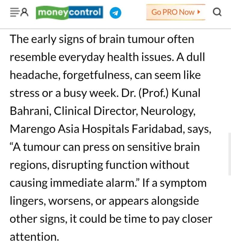 Early Signs of Brain Tumor - Dr Kunal Bahrani